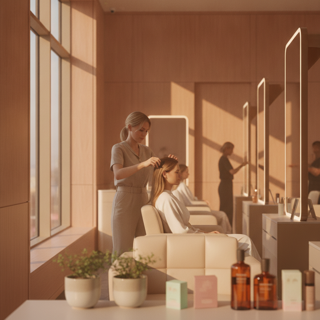 Salon de beauté chaleureux, ambiance Lumea
